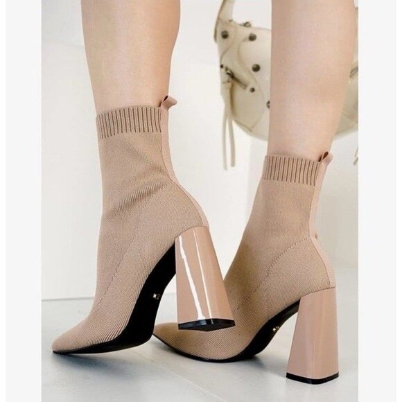 NEW Cape Robbin Faina Tan Sock Bootie Women’s Size 11 Heels Pointy Toe Boots - Picture 4 of 10
